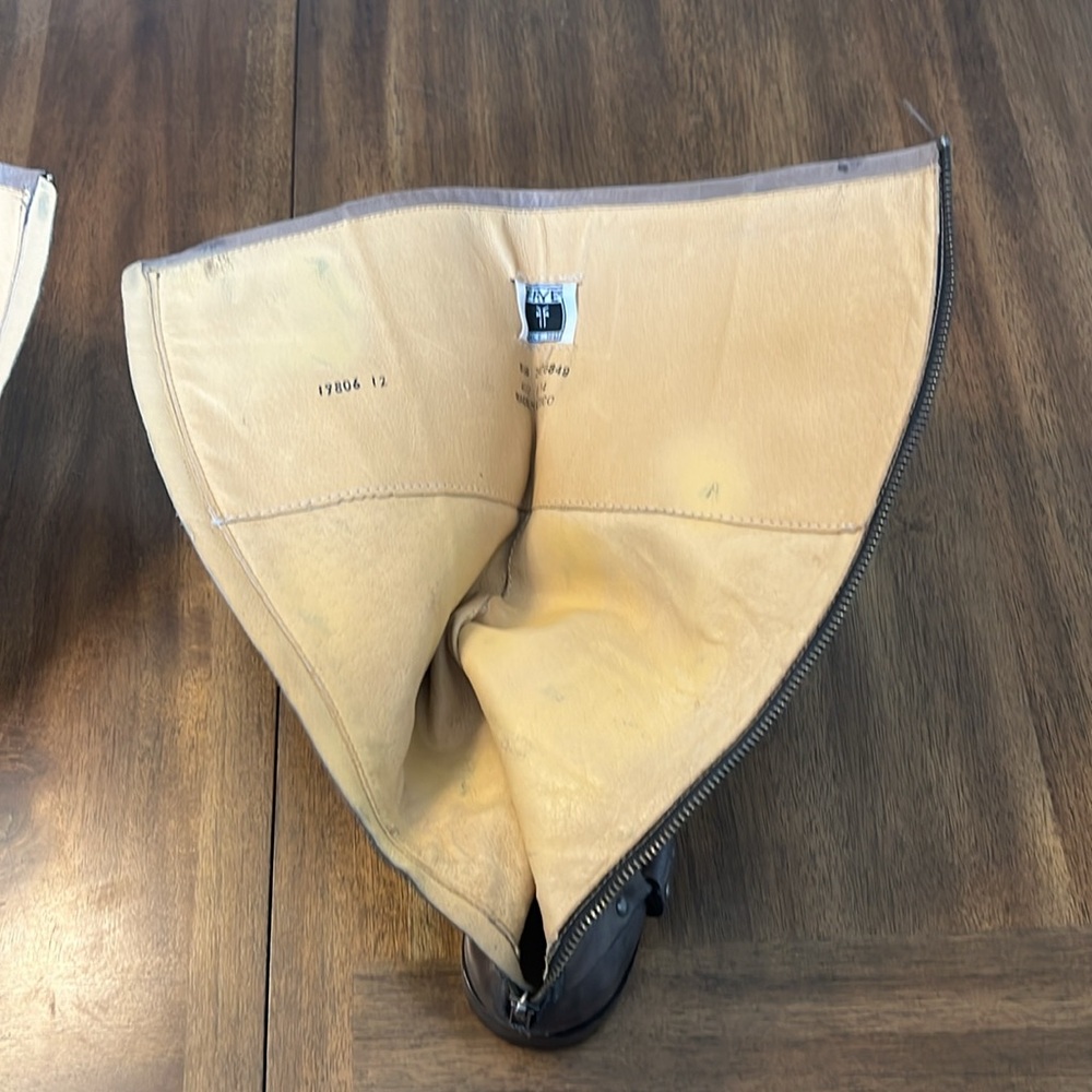 Frye Phillip Harness Tall Leather Riding Boots Gray 3476849 Womens Size 8.5 B - Picture 11 of 16